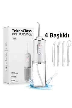 TeknoClass Şarj Edilebilir 4 Başlıklı Taşınabilir Diş Protez Bakım Ve Ağız Duşu BEYAZ