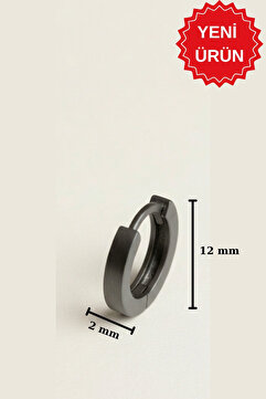 bymissmücevherat 925 Ayar Gümüş Siyah Rodajlı Sade Tekli Halka Erkek Küpe 12 MM – Minimal Modern Tasarım (1 Adet)