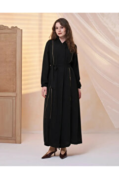 MissWhence Fermuar Detaylı Cupra İpek FERACE 39501 SİYAH