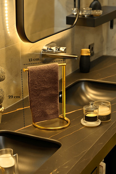 Edora Home Altın Renk Metal Dikey Havluluk Paslanmaz | Tezgah Üstü Modern Banyo Organizer, Çok amaçlı, Düzenley