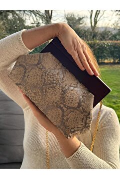 JOPHIEL ATELIER Bahram Petite - Zincirli, Ahşap Burslu Kumaş Çanta, Clutch, El Çantası, Kol Çantası, Omuz Çantası