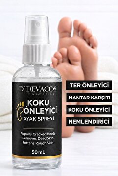 DEVACOS Ayak Koku Önleyici Sprey Ayak Kokusu Giderici Ayakkabı Koku Terleme Önleyici Sprey 50ml