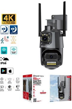Sarftech 2+2 Mp Hd 4K Ip Kamera Wifi Özellikli Hareket Takipli Gece Sensörlü Güvenlik Kamerası Blm-61