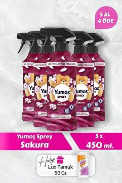 Yumoş Sakura Sprey, 5 AL 4 Öde 450 ml, Pamuk Hediyeli