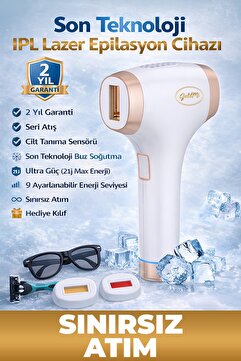GoldMi IPL-01 Buz Lazer Epilasyon Cihazı Sınırsız Atım Cilt Gençleştirme Otomatik Manuel 21J Yüksek Enerji