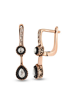 Harem Altın 0.15 Ct Elmas Zümrüt Küpe EK23