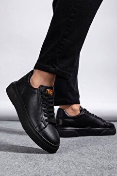 MY GROSS SHOES Erkek Günlük Esnek Rahat Dikişli Hafif Taban Garantili Siyah Spor Sneaker Ayakkabı
