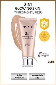 Note Cosmetics 3 in 1 Glowing Skin Tinted Moisturizer 50 SPF Işıltılı Aydınlatıcı Krem