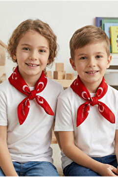 Sibel Günay Butik Türk Bayraklı Kırmızı Fular / Bandana | Unisex | 52*53 cm