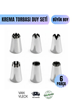 VAN VLECK Krema Torbası Duy Seti – Büyük Boy Tulumba, Ekler, Profiterol ve Pasta Süsleme Ucu