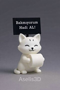 Akay3dPrint AKAY3D Tuvalet Kağıdı Uzatan Tasarım Kedi, Sevimli Kedi Süsü, Tuvalet kedi Süsü