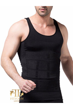 fitform giyim Erkek Atlet Korse Atlet Bel Göğüs Göbek Jinekomasti Toparlayıcı Dik Duruş siyah