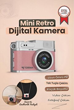 Torima Mini Dijital Kamera Selfie Video Vlog Kamerası Mini Anahtarlık 1080P CMR35 Pembe