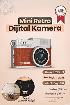 Torima Mini Dijital Kamera Selfie Video Vlog Kamerası Mini Anahtarlık 1080P CMR35 Kahverengi