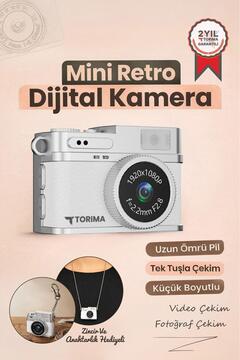 Torima Mini Dijital Kamera Selfie Video Vlog Kamerası Mini Anahtarlık 1080P CMR35 Beyaz