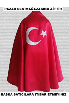 Genel Markalar 23 Nisan Özel Türk Bayraklı Kırmızı Gösteri Pelerini