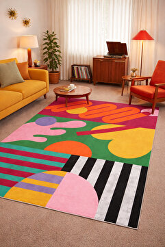 PINKIE HOME Makinede Yıkanabilir Kaymaz Taban Leke Tutmaz Modern Kesme Yolluk Mutfak Koridor Halısı Yolluk-87