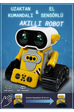 Boratila Toys Uzaktan Kumandalı ve El Sensörlü Akıllı Robot - 360° Hareketli USB Şarjlı İnteraktif Oyuncak