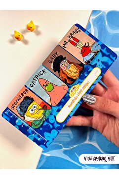 OverDuck 4’lü Süngerbob Sanatçı Mıknatıslı Kitap Ayracı Seti 1 – Cartoon Artist Parody Magnetic Bookmark