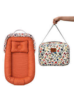 ngn collection Çantalı Babynest Bebek Çantası Taşınabilir Anne Yanı Yatağı Yaz Serisi Çiçekli Çantalı Baby Nest