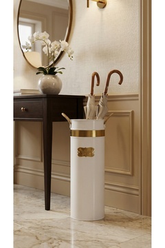 Milenay Lüks Altın Detaylı Dekoratif Metal Şemsiyelik, 22x22x55cm – Evinizin Şıklığını Tamamlayın!