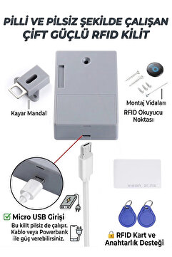 Konk Tools RFID Kartlı Görünmez Dolap Kilidi - Mobilya ve Ofis İçin Gizli Güvenlik Kilidi Akıllı Elektronik Kol