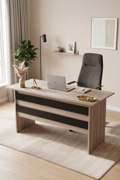 Yurudesign Vario A Ofis Masası Çalışma Masası Meşe Siyah 140x60 cm