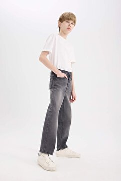 Defacto Loose Fit Düz Paça Basic Düz Jean Pantolon Erkek Çocuk D6489A825SM