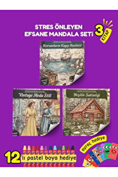 Pembe Pasaj Yetişkinler İçin Mandala Boyama Kitabı Büyükler İçin Mandala Terapi Seti 3 Kitap