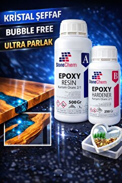 stonechem Ultra Şeffaf Epoksi Reçine 750 gr – Ahşap, Tepsi ve Magnet Yapımı İçin ( HEDİYELİ)