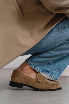 NİŞANTAŞI SHOES Naty Rome Bej Süet Hakiki Deri Kadın Loafer Ayakkabı