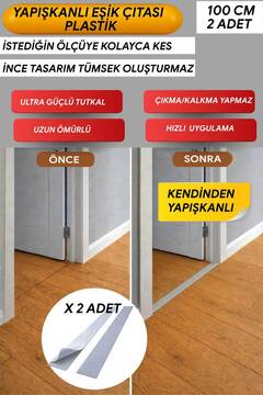 FixCaps Kendinden yapışkanlı Plastik Parke Eşik Çıtası 5 cm x 100 cm