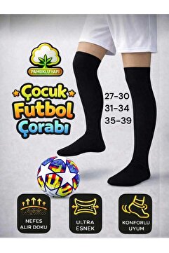 HAYEL 1 Çift Siyah Renkli Unisex Kız Erkek Çocuk Dizaltı Tenis Çorap Futbol Çorabı Yüksek Kalite