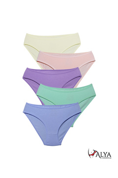 ALYA UNDERWEAR Kız Çocuk - Garson Pamuklu Kumaş Renkli Slip Külot 5'li Paket.