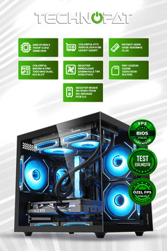 Gamers Arena Technopat GA V2 RX 9060 XT AMD RYZEN 5 7500F 16 GB DDR5 512 GB SSD 750W GEN5 OEM PAKET