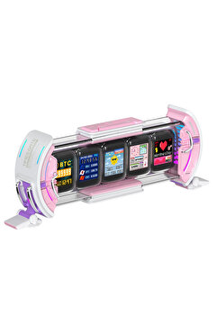 Divoom Timesgate 5 Ekranlı Rgb Işıklı Akıllı Dijital Saat Youtuber Ve Oyuncu Dekor Resim Çerçevesi Pembe