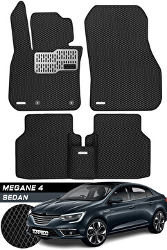 TORPEDO Megane 4 Sedan Uyumlu Hücreli Premium Eva Paspas Seti Tam Set Paspas Takımı Siyah