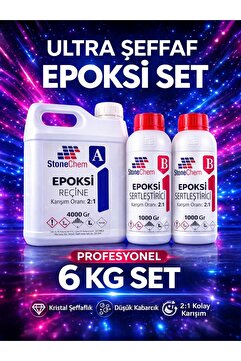 stonechem Ultra Şeffaf Epoksi Reçine 6 Kg – Ahşap, Tepsi ve Magnet Yapımı İçin (HEDİYELİ)