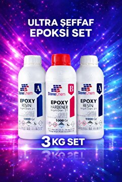 stonechem Ultra Şeffaf Epoksi Reçine 3 Kg – Ahşap, Tepsi ve Magnet Yapımı İçin ( Hediyeli )