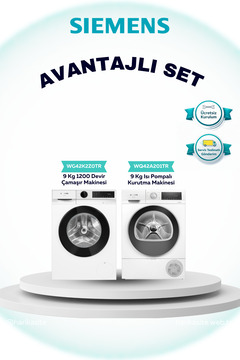 Siemens 2'li Set 9 KG Çamaşır(WG42K2Z0TR) 9 KG Kurutma(WQ42A201TR)