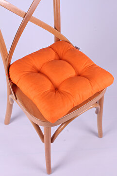 ALTINPAMUK Lina Turuncu Pofidik Sandalye Minderi Özel Dikişli Bağcıklı 40x40cm