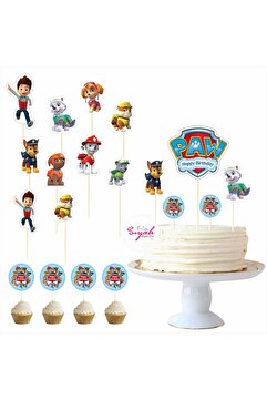 SİYAH PARTİ EVİ Paw Patrol Doğum Günü Pasta Süsü Kürdan Takımı