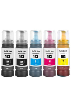 Epson Ecotank L3211,L3250,L3251 103 4 Renk Muadil muadil mürekkep Seti + 1 Siyah