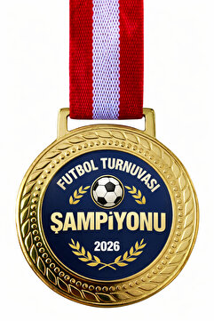 siverek reklam Futbol Turnuvası Şampiyon Madalyası 2026 – Altın Renk Ödül Madalyası 5.5 cm Kurdeleli