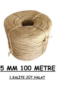 Ambarope Jüt Halat 5 Mm 100 Metre Ip Halat Hasır Ip Dekor Ipi Jüt Çuval Ipi