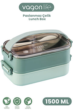 Vagonlife 1500 ML Bento Lunch Box Ofis-Okul İçin Yeni Nesil Sefer Tası -Çorba Kaseli Model-Paslanmaz