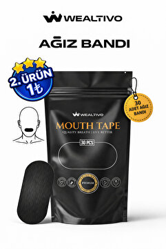 Wealtivo Premium Ağız Bandı 30 Adet, Güçlü Yapışkanlı Gece Kullanım Mouth Tape Bant