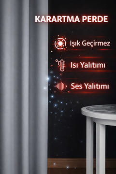 Emuz Blackout Açık Gri Fon Perde Işık Geçirmez Pilesiz Güneşlik ( TEK KANAT ) Fon, Perde,