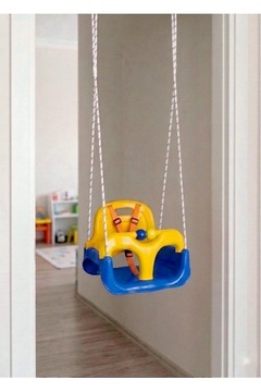 Saban Sarı-Lacivert, Emniyet Kemerli Çocuk ve Bebek Salıncağı – Bahçe & Balkon İçin Güvenli Salıncak