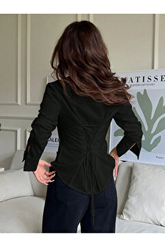 COOL TARZ Kadın Şık Bel Oturtmalı ve Bağcık Detaylı Slim Fit Gömlek